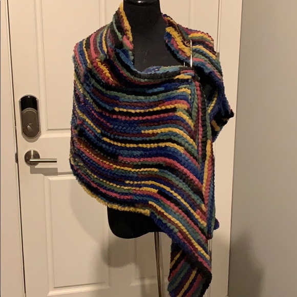 Multi color genuine rabbit fur wrap - Picture 3 of 5